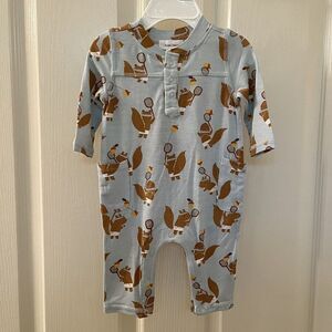 Angel Dear Woodland Tennis Squirrel Romper Coverall Bamboo Size 0-3 Months NWT
